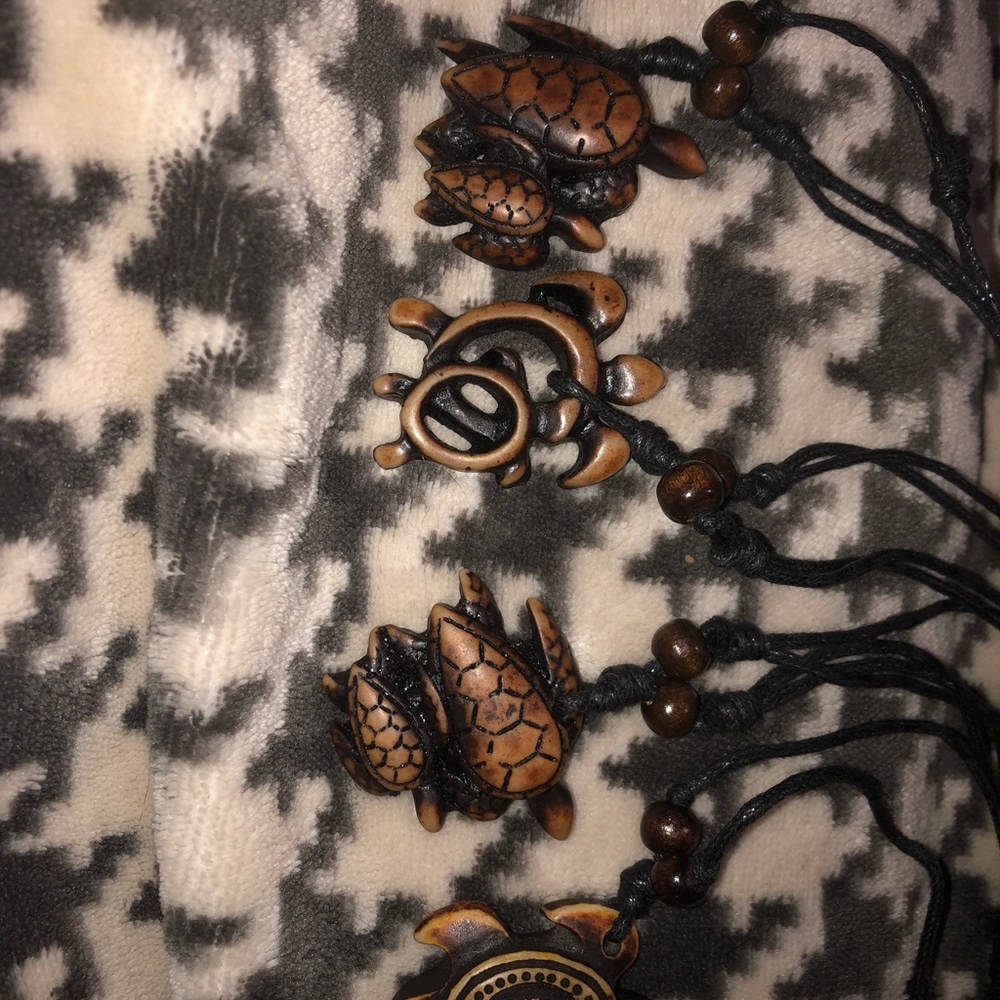 Boho leather necklaces turtle charm